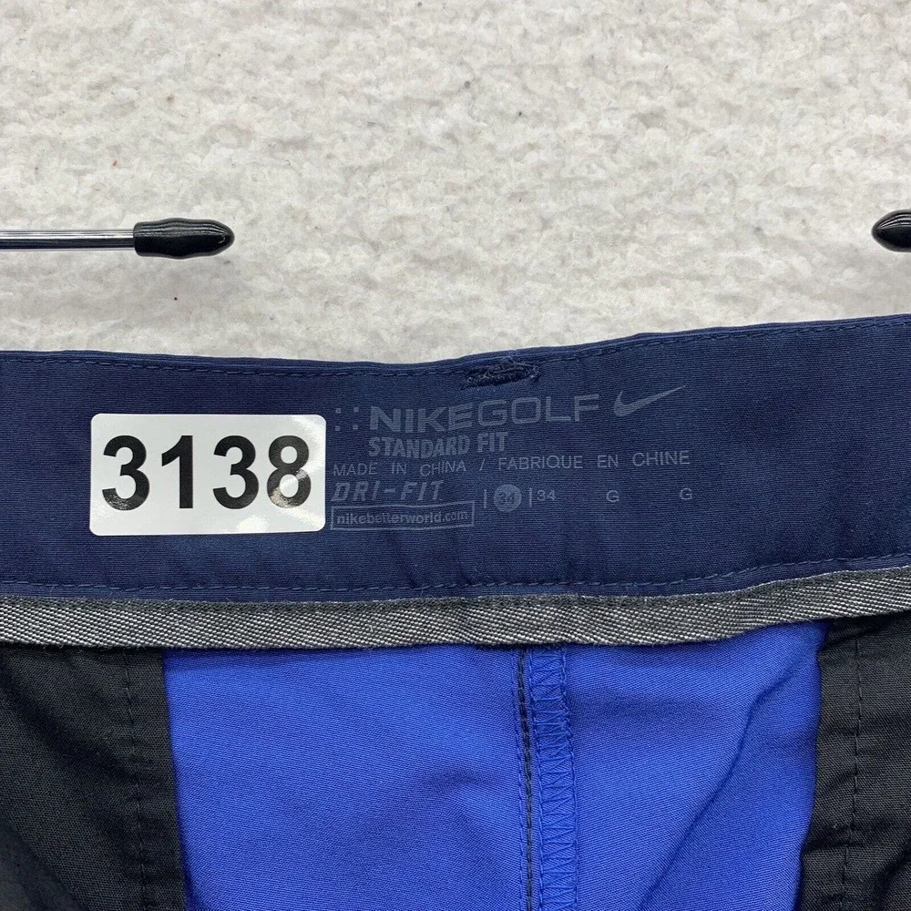 Nike Golf Shorts Mens 37x11 (Tag 34) Standard Fit Chino‎ Wicking Blue Colorblock